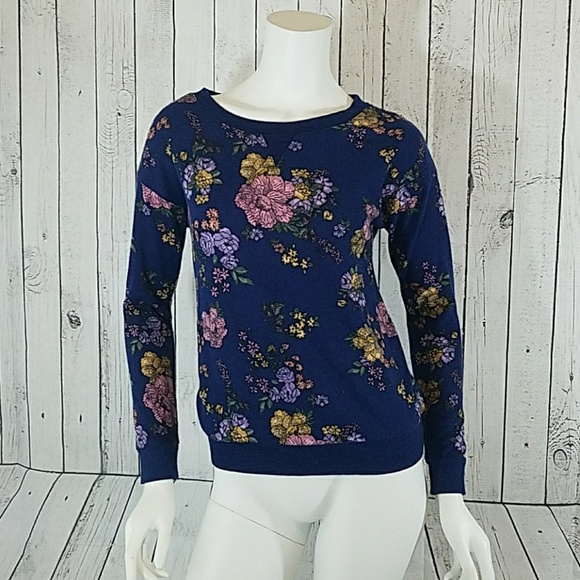 Hippie Rose Sweaters 33 Pullover Floral Blue Sweater Xs S Poshmark